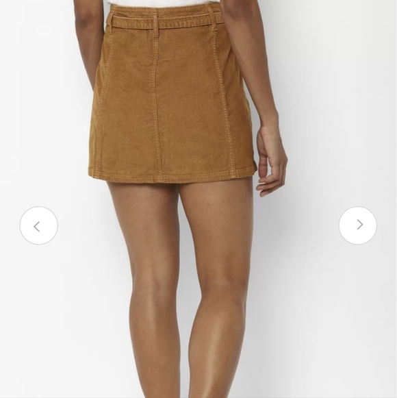 AMERICAN EAGLE 6 Corduroy Tan Brown High Rise A-Line Button Down Mini Skirt - Picture 3 of 12